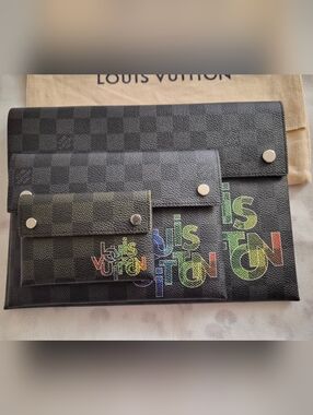 Louis Vuitton Virgil Abloh Damier Graphite Coated Canvas Alpha Trio Pouches
